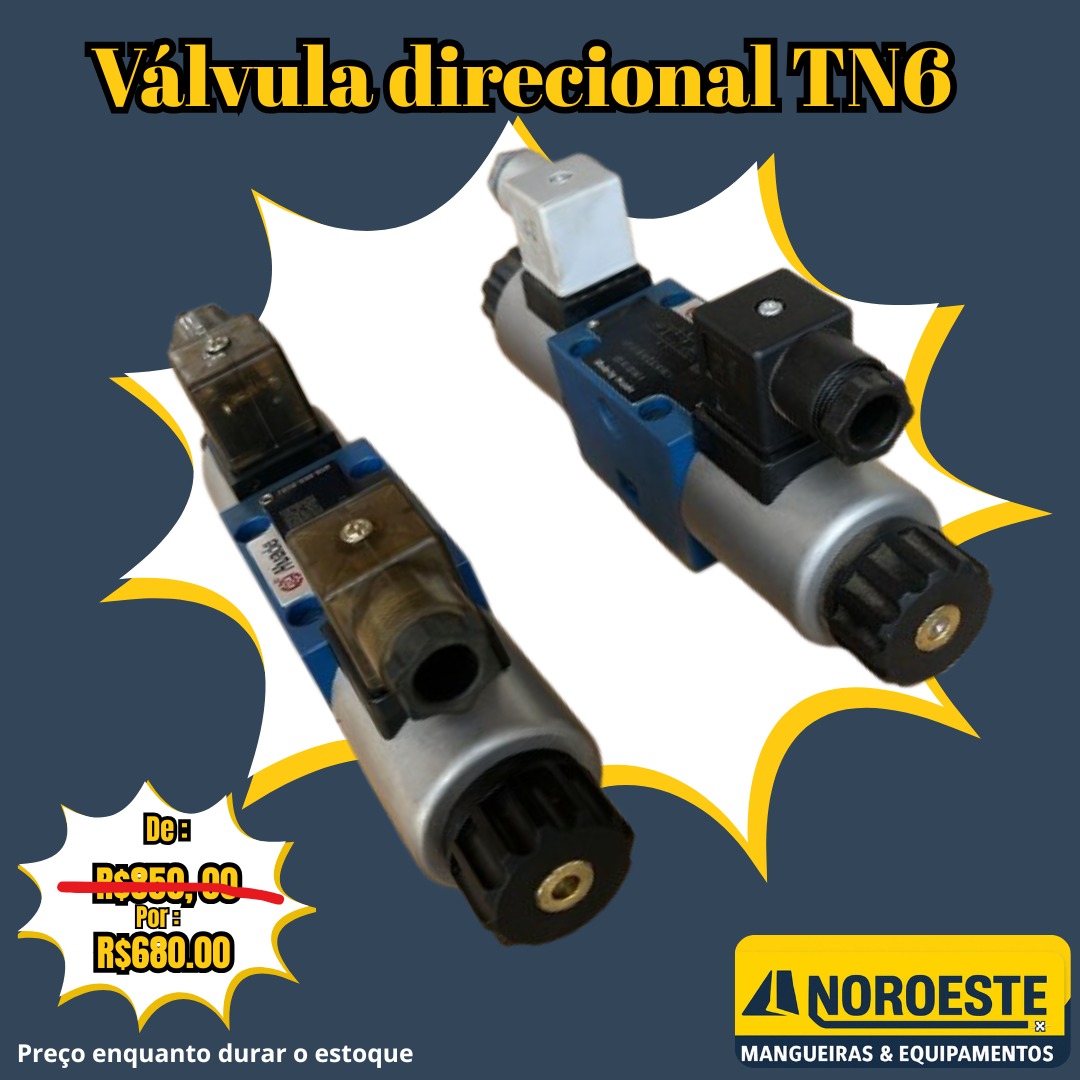 Arte enviada pela Noroeste com válvula direcional TN6 apresentada em duas vistas.